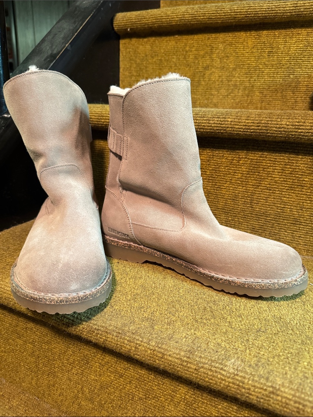 Women's Suede Shearling-Lined Ankle Boots - Light Taupe